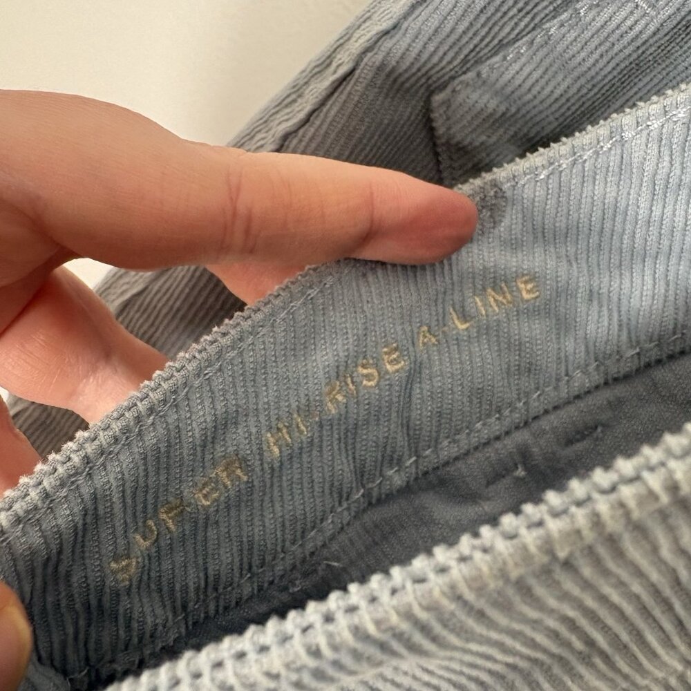 American Eagle Womn 2 Blue Corduroy Super Stretch Super Hi-Rise A-Line Skirt NWT - Picture 10 of 12